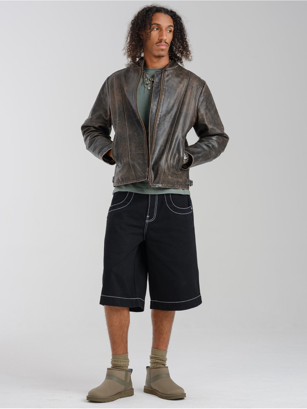 JNCO Men’s 101 Twin Cannon Black Denim Shorts Jorts